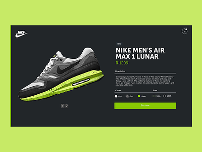 Nike Product Page airmax concept design digital e commerce fashion nike online shopping sneakers south africa ui ux