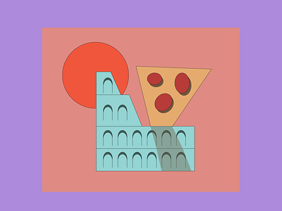 Pizza & Coliseum graphic design illustration illustrator