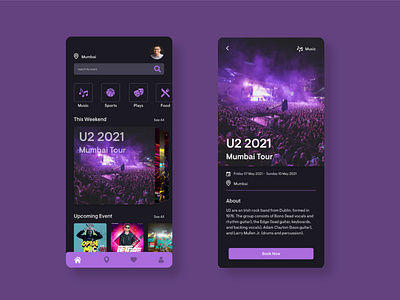 Event App Ui app application booking dailyui design event event app gradient ios minimal music ticket app ui uiux user experience ux