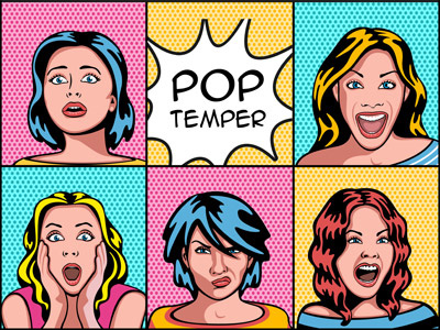 Pop Temper angry bubble frame cartoon expression fear fright pop screaming sensual surprise woman yelling