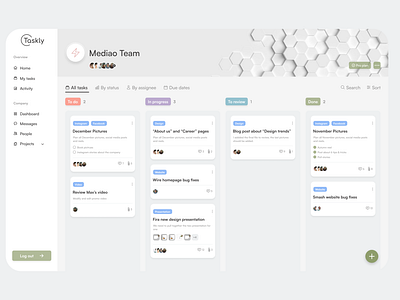 Task management dashboard.