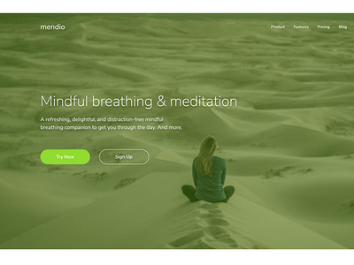 Landing page for meditation app