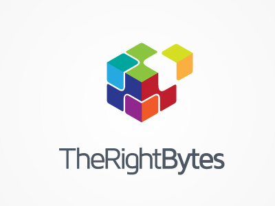 Therightbytes logo design colorful cube logo new
