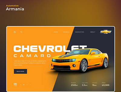 Armania Chevrolet Camaro 3d animation branding graphic design logo motion graphics ui
