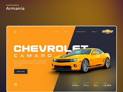 Armania Chevrolet Camaro 3d animation branding graphic design logo motion graphics ui