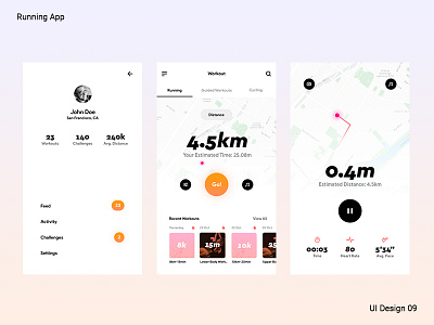 Running App android app app branding challenge design fitness app ios 12 runners running app typography ui ux xd