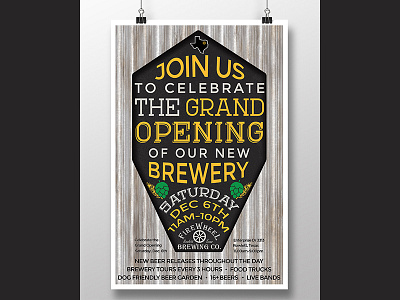 Grand Opening Poster beer black brewery gold grand green opening poster tap yellow