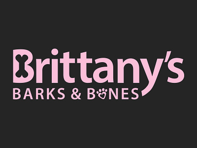 Brittany's Barks & Bones Pet Sitting bark bone dog grey heart logo love paw pet pink print sitting