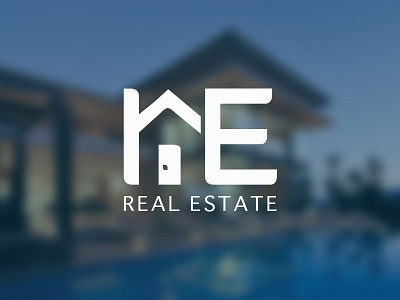RE Real Estate blue design estate home house logo real typography white