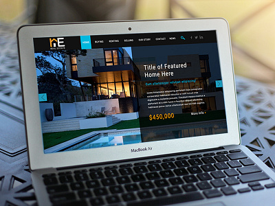 RE Real Estate Web Design black blue home page macbook modern orange real estate real estate web design web design