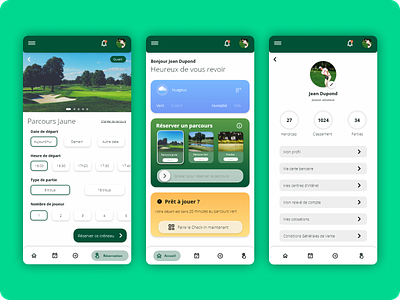 Golf Mobile Application : Check-in, Booking and Statistics application booking check in design golf mobile mobile app mobile application statistics ui ux