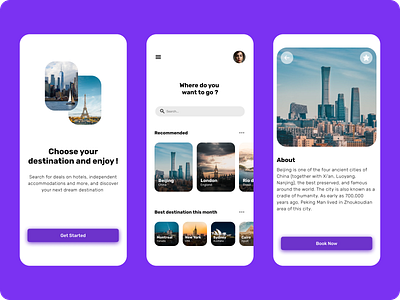 Travel Mobile App - Clean and Minimalist application booking cities countries design mobile mobile app travel