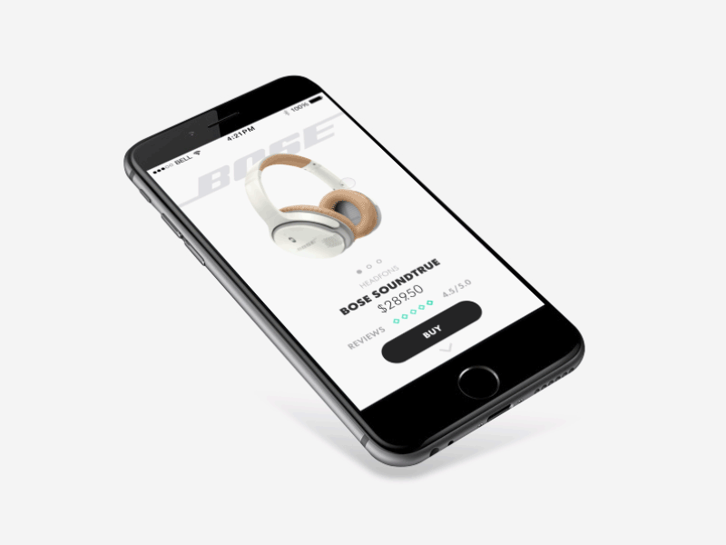 Product Carousel Scroll BOSE animated carousel cursor gif headphones mobile scroll principle