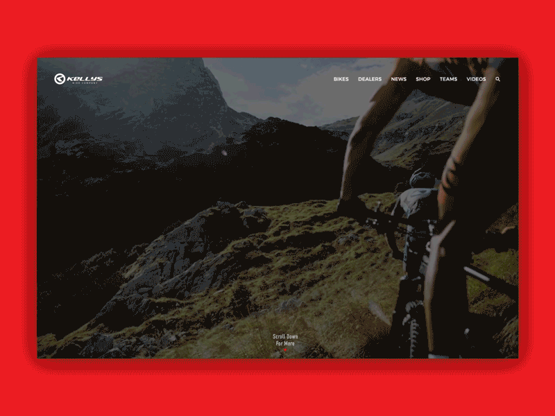 Kellys Bicycles black design homepage motion red shop ui web