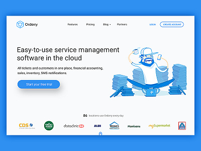 Orderry landing page ui web website design