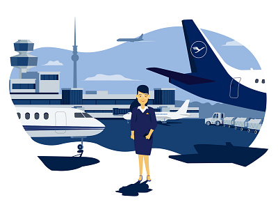 Airport characters drawing idea illustration vector