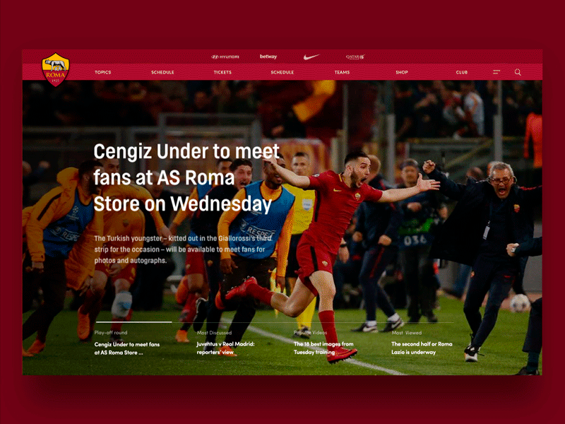 FC Roma branding design red soccer sport ui web