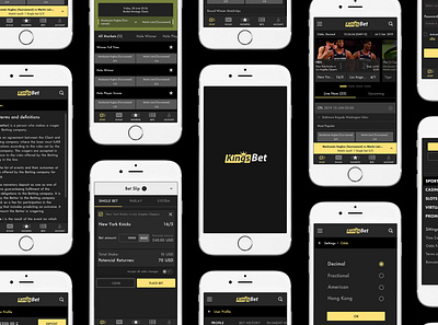 KingsBet app black design ios mobile product sport sportbetting ui ux yellow