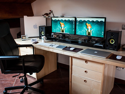 my workspace desk mac macbook office