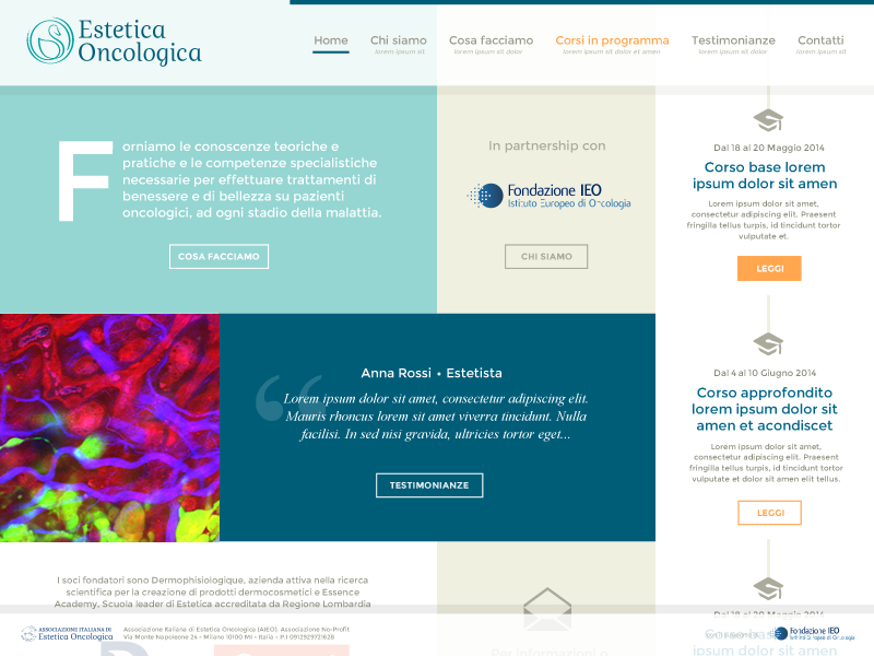 Estetica Oncologica home-page web design html5 wordpress flat