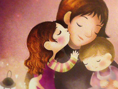 Mother & daughters daughters digital illustration kiss love mother night sweet sweetness