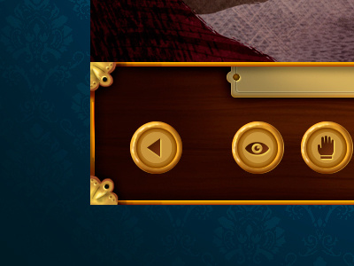 WIP - Game GUI browser buttons gold icons illustration steampunk user interface videogame website wooden