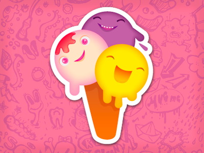 Ice Cream sticker badge hinii ice cream illustrato startup sticker torino vector