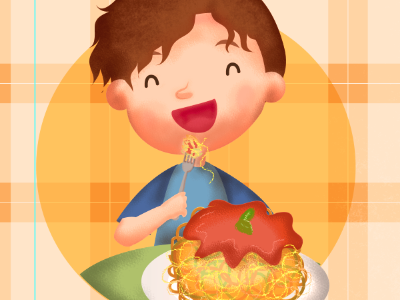 Spaghetti! basil childrens illustration digital illustration happy italy kid pasta pattern pomodoro spaghetti tartan