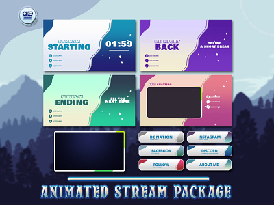 Animated Stream Package, Simple/Clean animated stream package design graphic design illustration starting soon screen stream overlay stream overlays stream package twitch twitch overlays twitch scenes