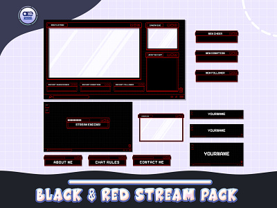 Animated Stream Package Overlay Black and Red Pixels
