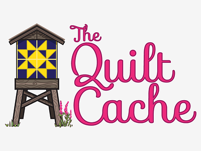 The Quilt Cache alaska branding cache fireweed logo quilt