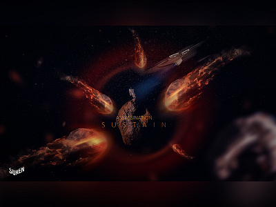 Sustain astronaut design graphic manipulation meteor planet space