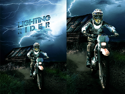 Lighting Rider cross design designer lighting manipulation motorbike rider sky