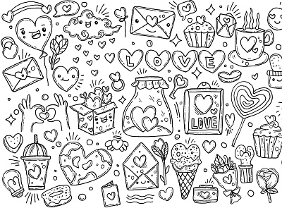 Valentine Doodle Vector Set celebration craft cute decorative february greeting heart holiday invitation party love font romance romantic valentine valentine day valentines