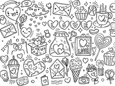 Valentine Doodle Vector Set