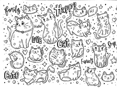 Cat Doodle Vector Set animal animal clipart animal doodle animal element cat cat doodle cat element dog dog element doodle drawing handdrawn pet