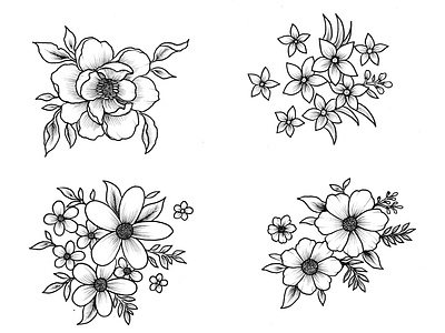 Flower Handdrawn Cliparts blossom botany design element doodle drawing farmhouse garden hand drawn handdrawn silhouette
