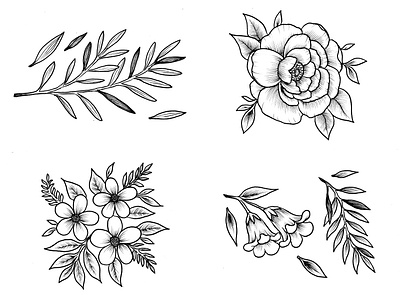 Flower Handdrawn Cliparts blossom botany design element doodle drawing farmhouse garden hand drawn handdrawn silhouette