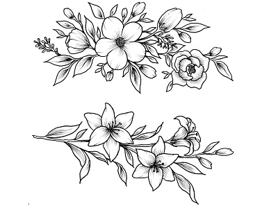 Flower Handdrawn Cliparts blossom botany design element doodle drawing farmhouse garden hand drawn handdrawn silhouette