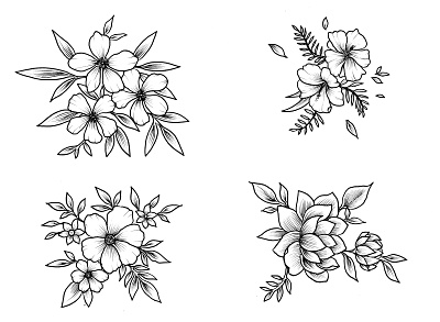 Flower Handdrawn Cliparts blossom botany design element doodle drawing farmhouse garden hand drawn handdrawn silhouette