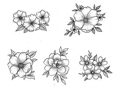 Flower Handdrawn Cliparts blossom botany design element doodle drawing farmhouse garden hand drawn handdrawn silhouette