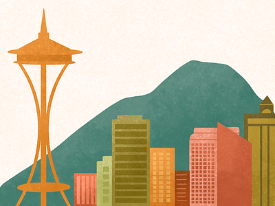 Seattle design flat illustration illustration procreate seattle texture