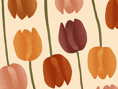 Tulips for Peachtober .01 design flat illustration floral pattern flowers illustration inktober peachtober plants procreate texture tulips