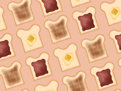 Toast Pattern flat illustration food illustration food pattern illustration inktober pattern design procreate texture toast web illustration