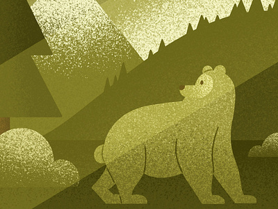 Bear bear design editorial flat illustration forest green illustration inktober procreate texture
