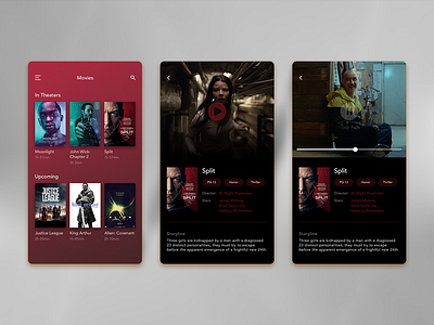 Movies Catalog UI catalog cinema mobile movies storyline trailer ui ux