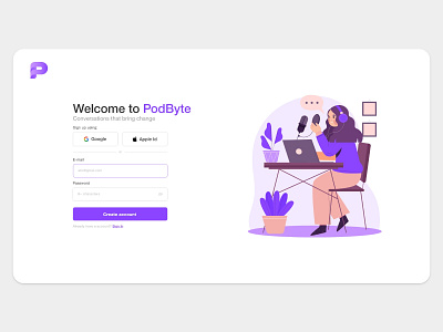 Daily UI - Sign Up app branding dailyui design design jobs design thinking exploration illustration logo podcast podcast website sign in sign in page sign up sign up page ui ui design ux