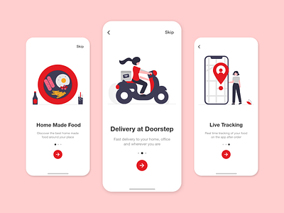 Food Delivery - Onboarding app branding dailyui design design jobs design thinking exploration food application minimal onboarding swiggy ui ui design undraw ux ux researcher vector visual design zomato