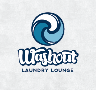 WashOut Logo blue clothes dryer laundry laundry lounge lounge out swirl swoosh wash washer washout wave