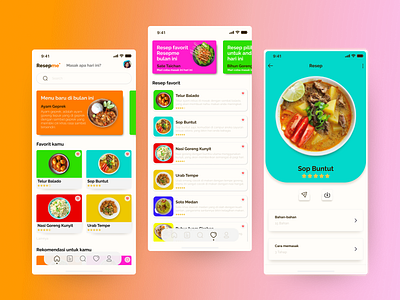 Mobile Apps Recipe Menu design ui ux